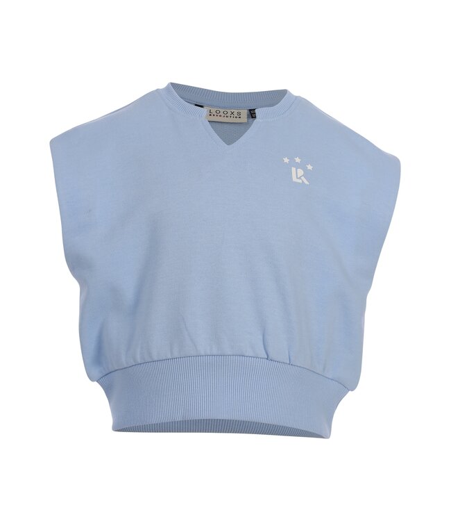 Ärmelloser Pullover mit hellblauem Rückenprint