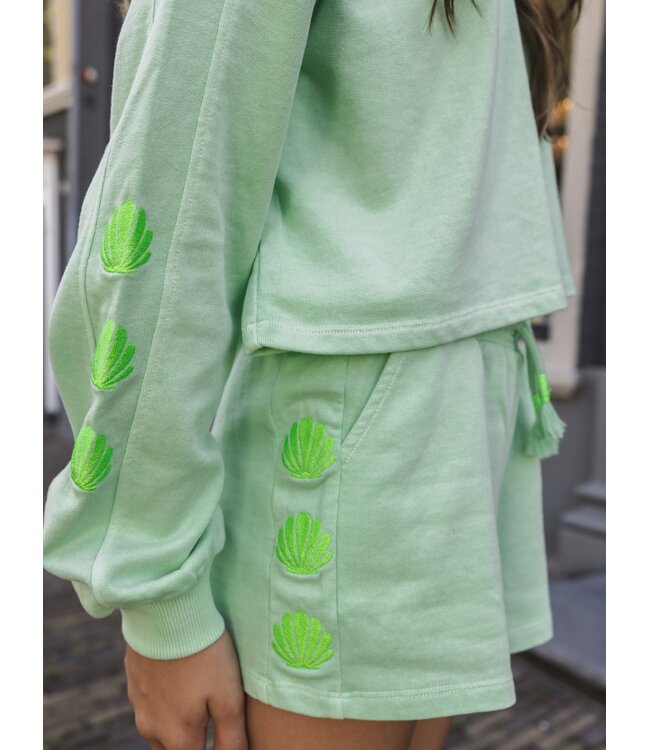 Gewaschener hellgrüner Pullover