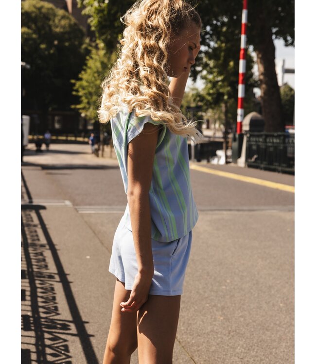 Sleeveless polo Green stripe