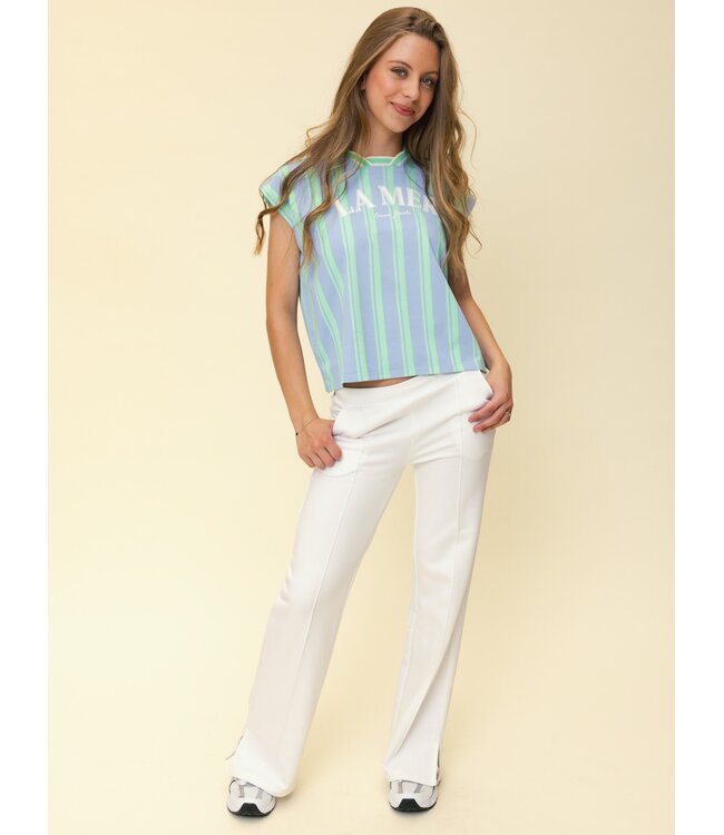 Ärmelloses Poloshirt mit grünen Streifen