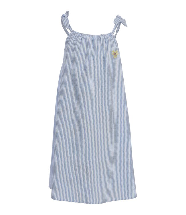 Gestreiftes Seersucker-Kleid blau/weiß