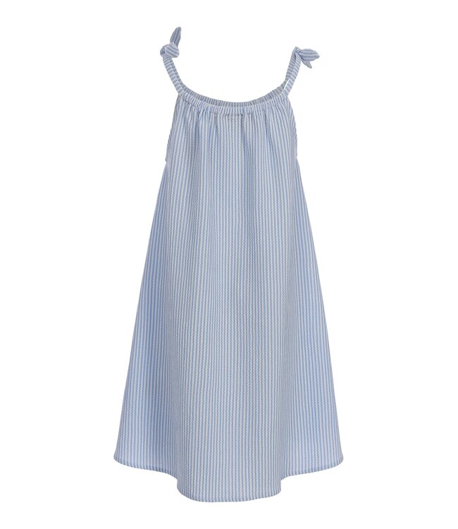 Gestreiftes Seersucker-Kleid blau/weiß
