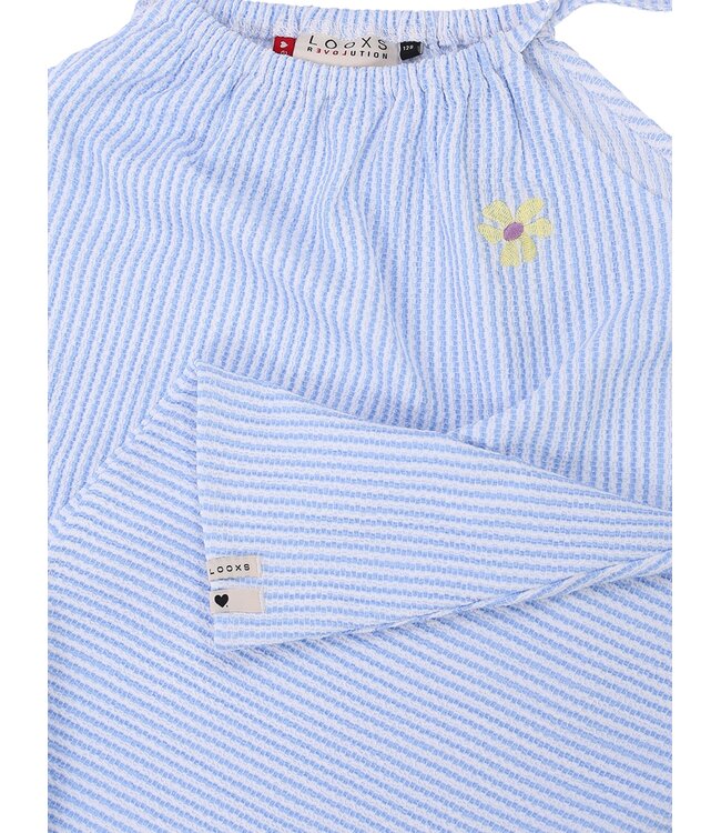 Seersucker jurk gestreept Blue / Wit