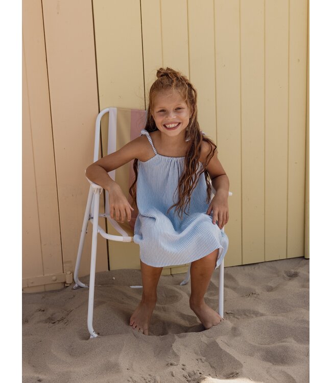Seersucker Dress Striped Blue / White