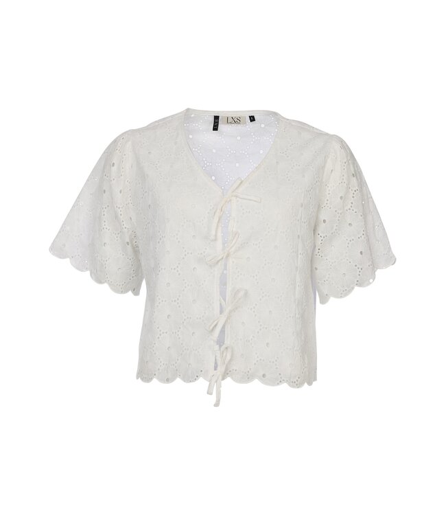 LXS Weiße Bluse mit Lochstickerei