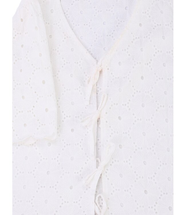 LXS Weiße Bluse mit Lochstickerei