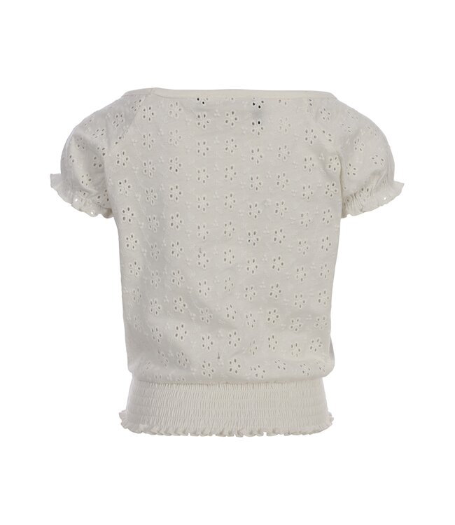 Fancy top with broderie jersey White