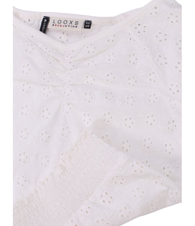 Top aus weißem Broderie-Jersey