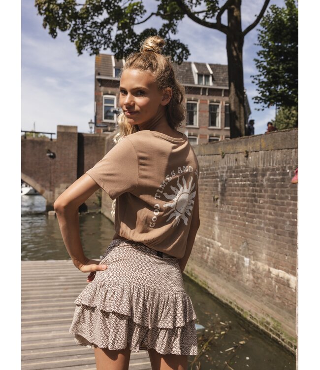 Viskose-Jersey-Skort mit braunem Muster
