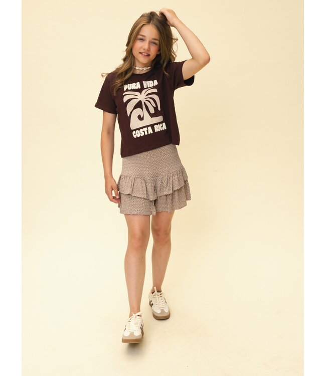 Viskose-Jersey-Skort mit braunem Muster