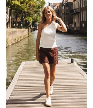 LOOXS 10sixteen Schoko Baumwollshorts mit Blumenstickerei