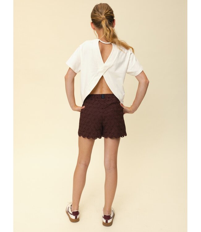 Short broderie katoen Choco Flower