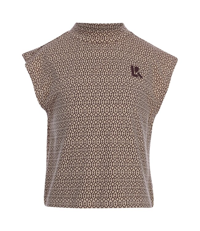 Ärmelloses Viscose jersey Top braunem Muster