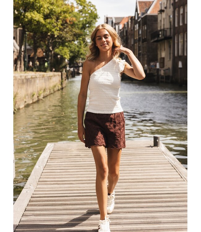 Schulterfreies Top, weiß