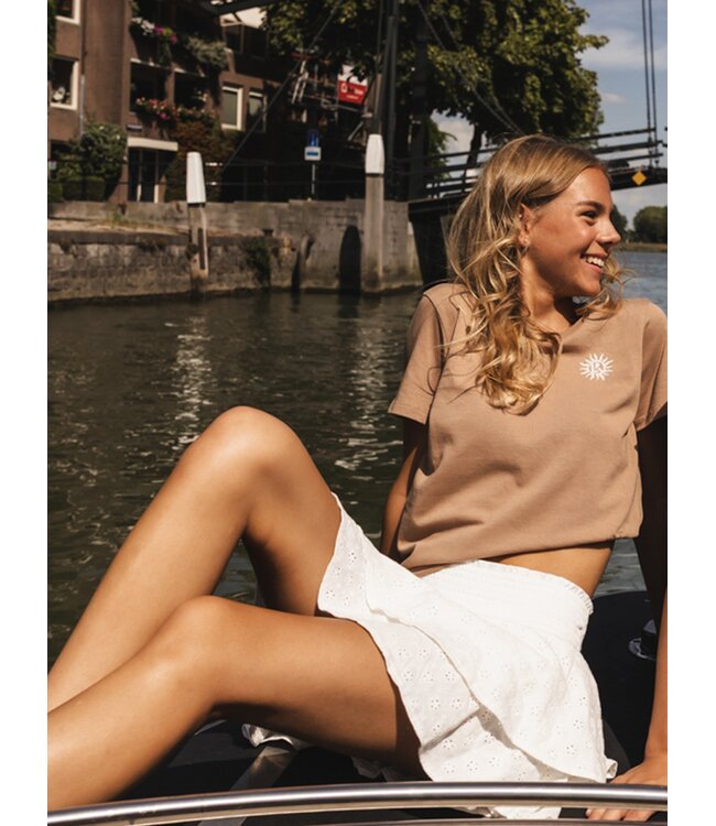 Beiges Modal-T-Shirt