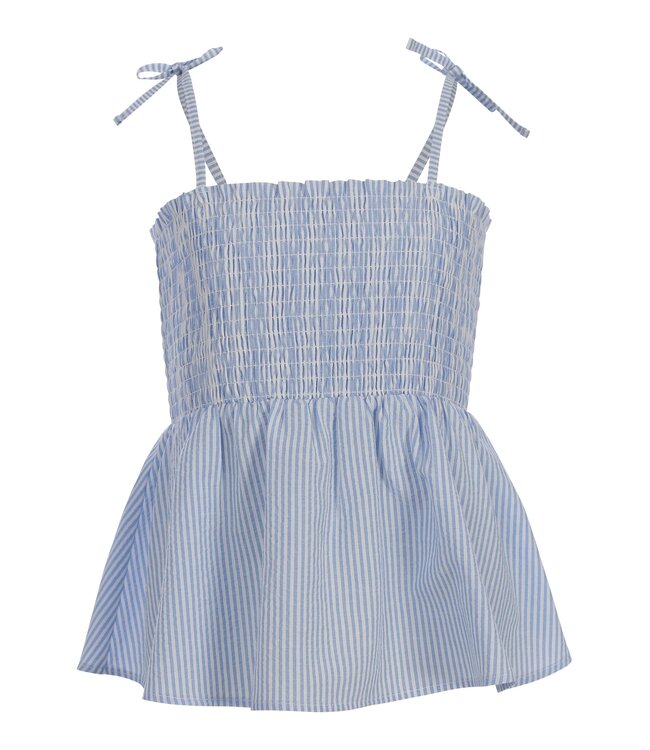 Strapless seersucker top Blue/White