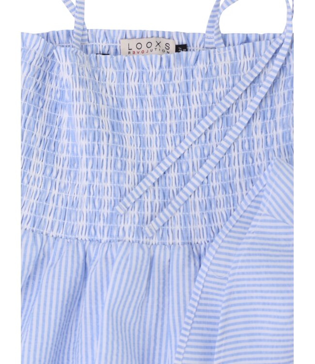 Strapless seersucker top Blue/White
