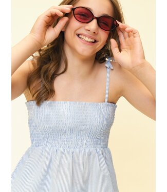 LOOXS 10sixteen Strappless top seersucker Blauw / Wit