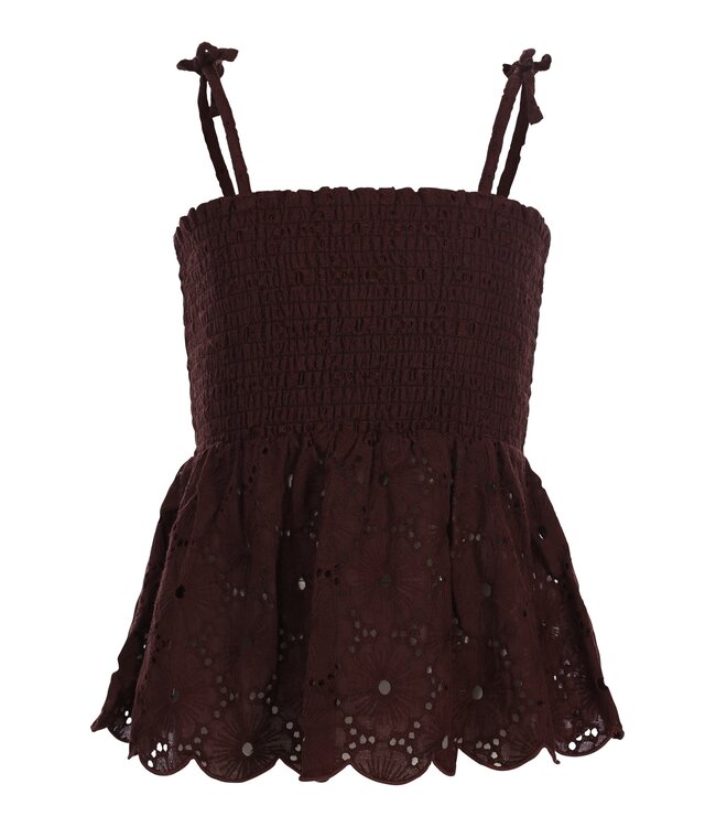 Katoenen top broderie Choco Flower