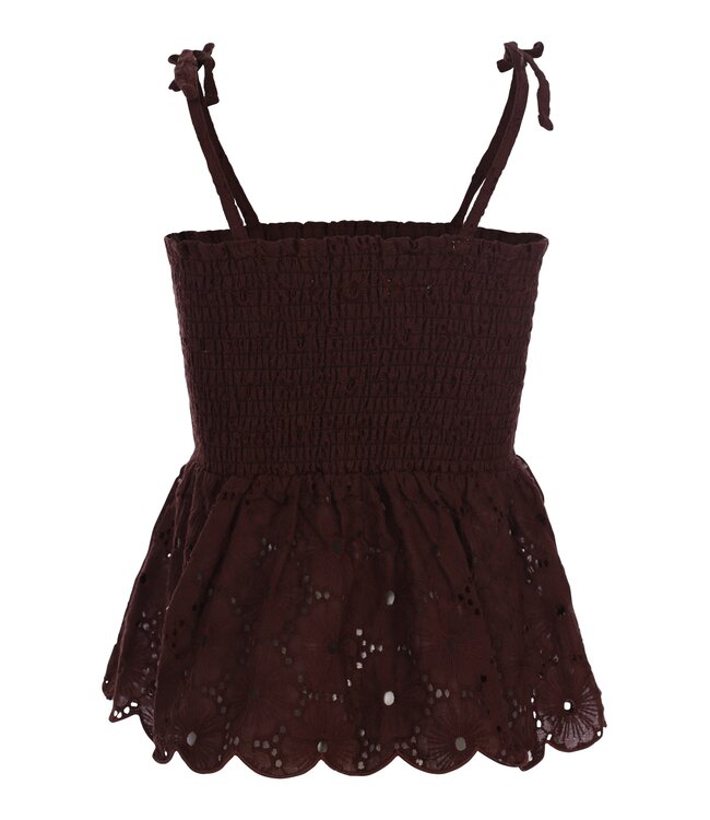 Katoenen top broderie Choco Flower