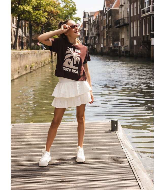 T-shirt Bruin fancy achterkant