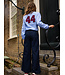 Weitbeinige Hose Marineblau