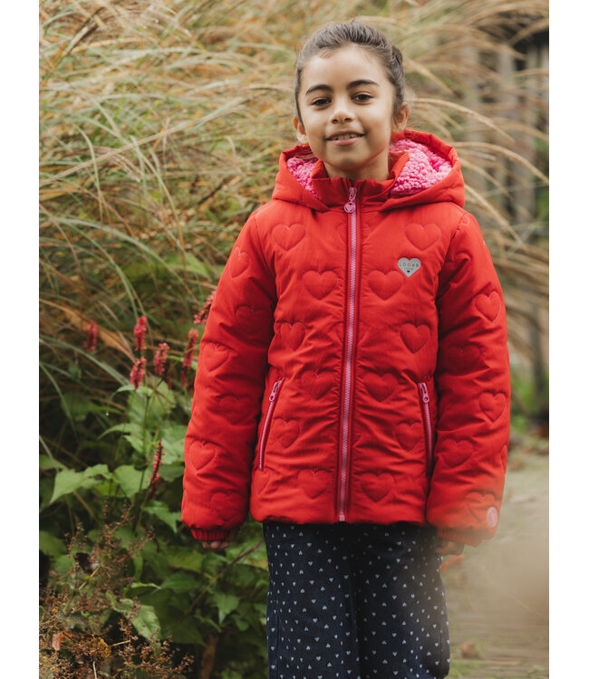 Little Winterjas Rood Hartjes