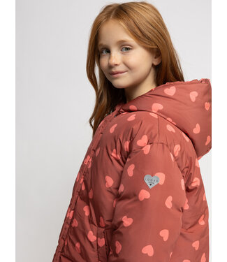 LOOXS Little Winterjas Terra met Pink hartjes