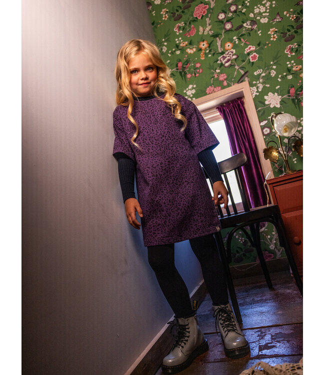 Denim jurk Purple Leopard