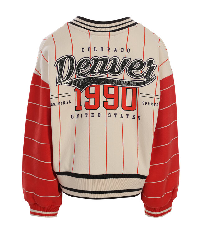 Baseball sweater loose fit Rood