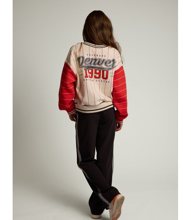 Baseball sweater loose fit Rood