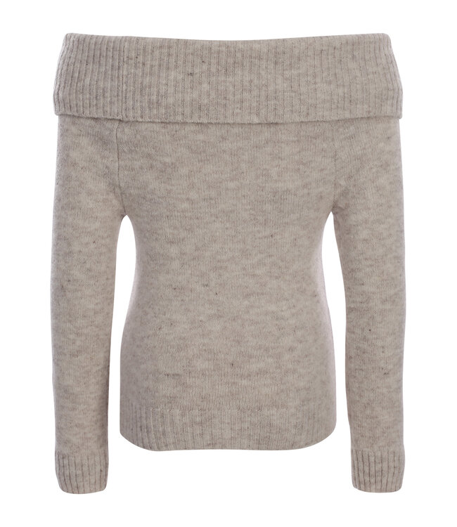 Knitted Off-Shoulder Sweater Ivory Melee