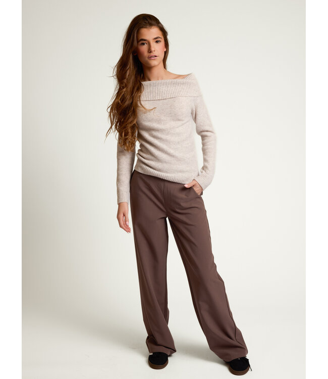 Strickpullover Offshoulder Ivory Melee