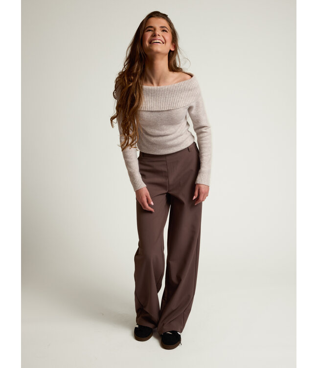 Strickpullover Offshoulder Ivory Melee