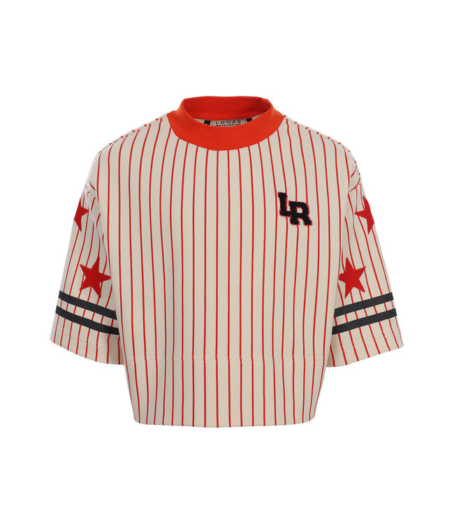 Gestreiftes T-Shirt in Offwhite/Rot
