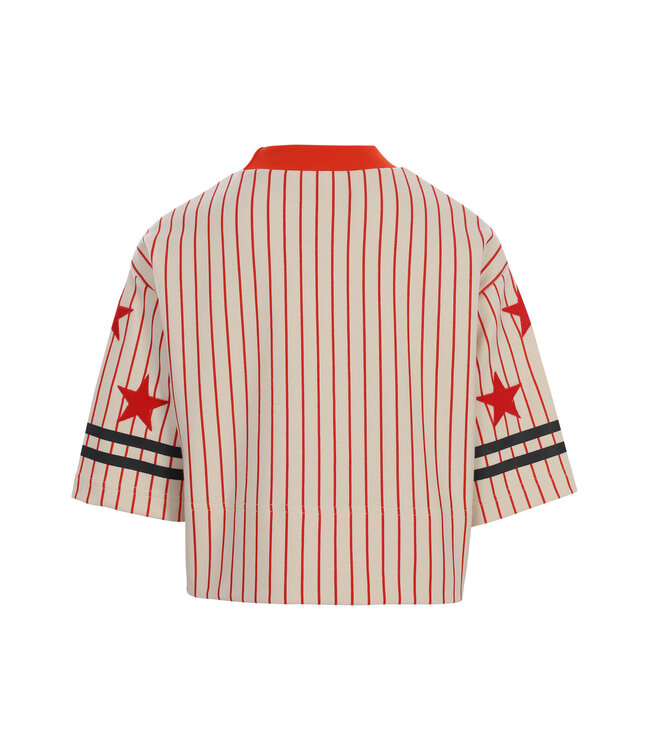 Gestreiftes T-Shirt in Offwhite/Rot