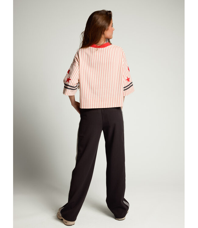 Gestreiftes T-Shirt in Offwhite/Rot