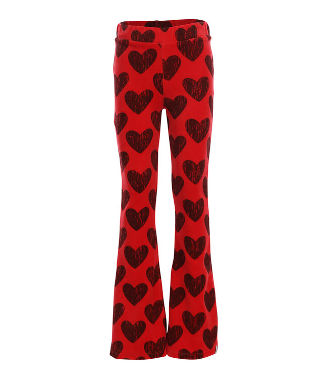 Flared pants Velours Koralle großen Herzen