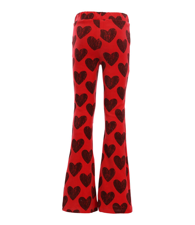 Flared pants Velours Koralle großen Herzen