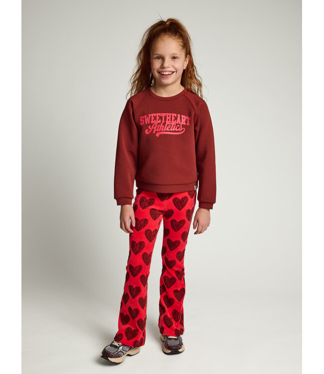 Velvet flared trousers Coral Big HeartsVelvet flared trousers Coral Big Hearts