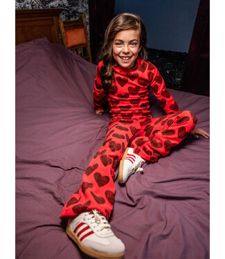 LOOXS Little Velvet flared trousers Coral Big Hearts