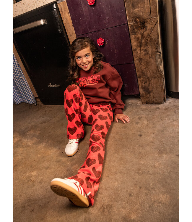 Velours flared broek Koraal Big Hearts