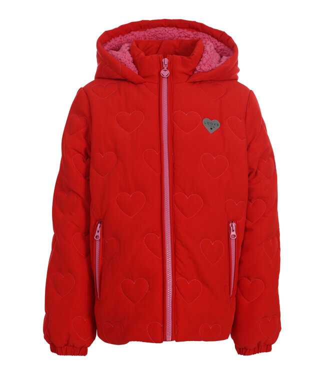 Little Winterjas Rood Hartjes