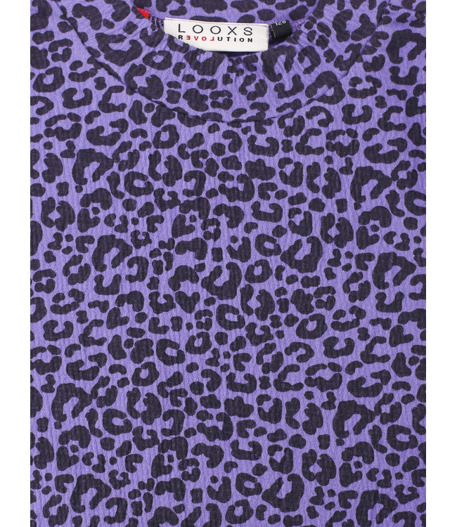 T-shirt crincle jersey Purple Leopard