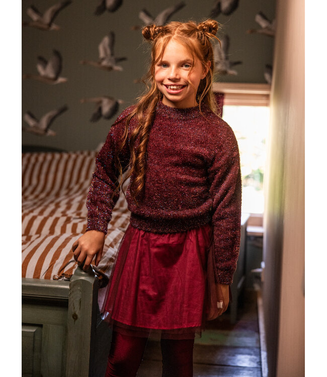 Knitted sweater Ruby Red lurex
