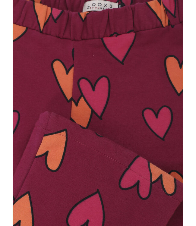 Flared sweatpants Ruby Red Double Hearts
