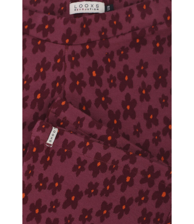 Flared Jacquard trousers Flower Ruby Red