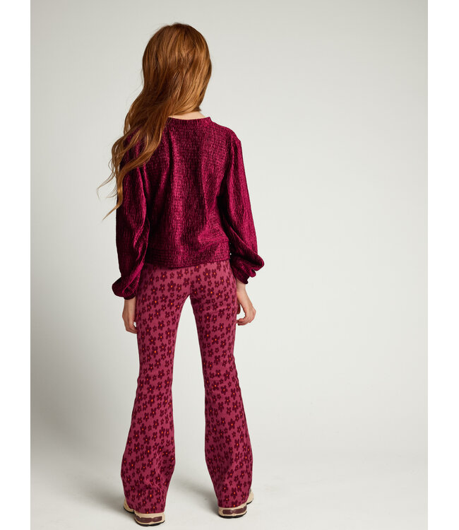 Flared Jacquard trousers Flower Ruby Red