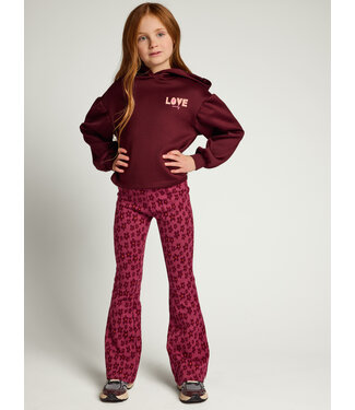 LOOXS Little Flared Jacquard trousers Flower Ruby Red