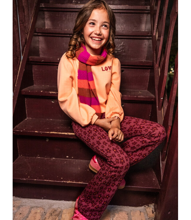 Flared broek jaquard Flower Ruby Red
